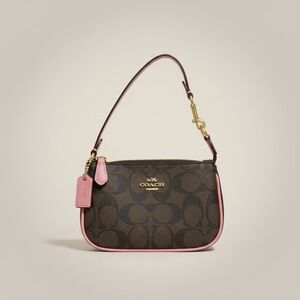 Coach Nolita 15 Signature Canvas Mini in Brown With Pink Trim